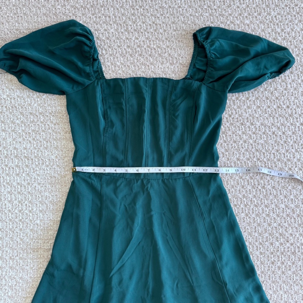 Abercrombie & Fitch Emerald Green Puff Sleeve Corset Mini Dress Coquette Small - Picture 9 of 9